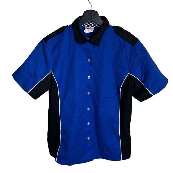 Y2K Speed Zone Mechanic Pit Crew Button Down Shirt Medium - Picture 1 of 4